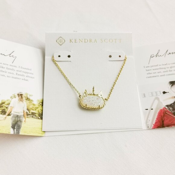 Kendra Scott Jewelry - Authentic Kendra Scott Elisa Unicorn Iridescent Drusy Gold Short Necklace